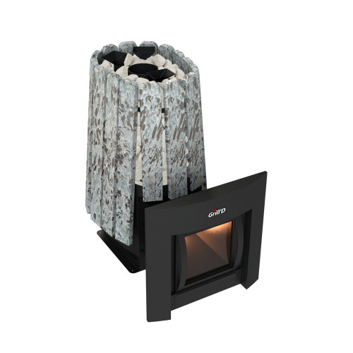Дровяная банная печь Grill'D Cometa Vega 350 Window Max Stone Pro (Серпентинит)